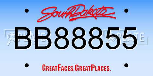 BB88855 South Dakota License Plate