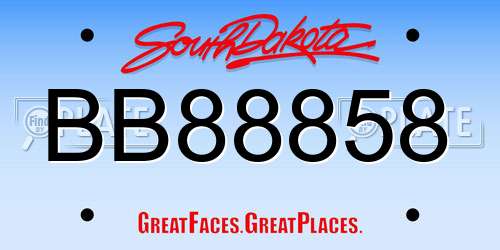 BB88858 South Dakota License Plate