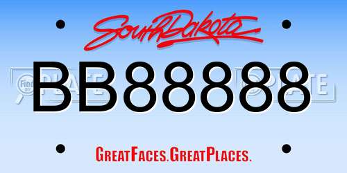 BB88888 South Dakota License Plate