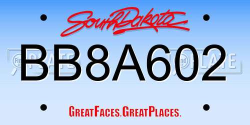 BB8A602 South Dakota License Plate