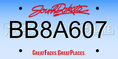 BB8A607 South Dakota License Plate