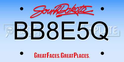 BB8E5Q South Dakota License Plate