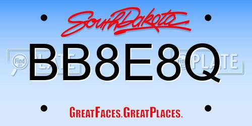 BB8E8Q South Dakota License Plate
