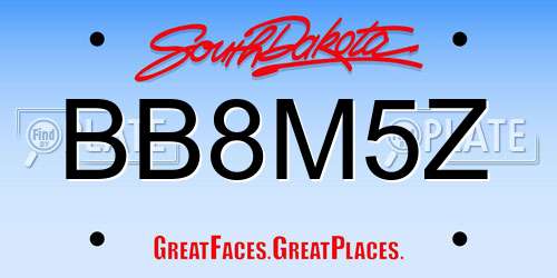 BB8M5Z South Dakota License Plate