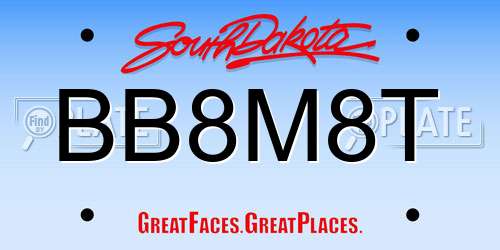 BB8M8T South Dakota License Plate