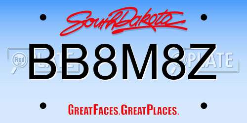 BB8M8Z South Dakota License Plate
