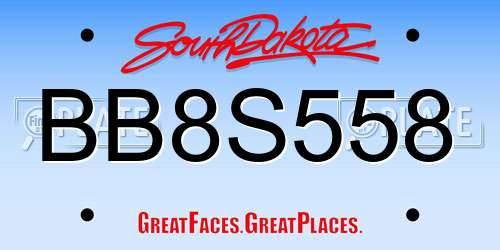 BB8S558 South Dakota License Plate