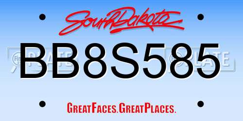 BB8S585 South Dakota License Plate