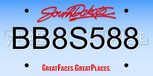 BB8S588 South Dakota License Plate