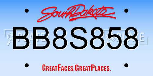 BB8S858 South Dakota License Plate