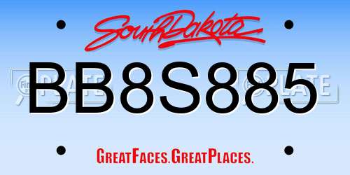 BB8S885 South Dakota License Plate
