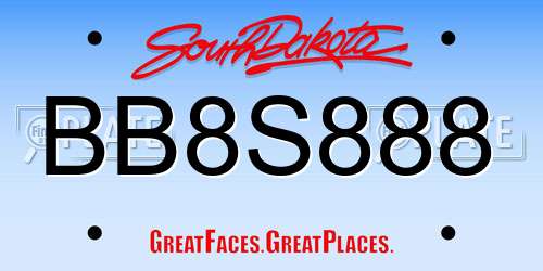 BB8S888 South Dakota License Plate
