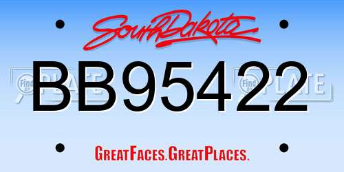 BB95422 South Dakota License Plate