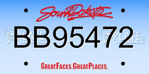 BB95472 South Dakota License Plate