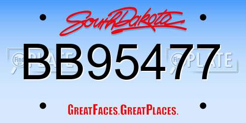 BB95477 South Dakota License Plate