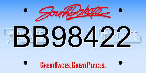 BB98422 South Dakota License Plate