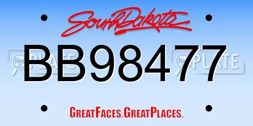 BB98477 South Dakota License Plate