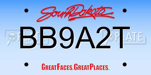 BB9A2T South Dakota License Plate