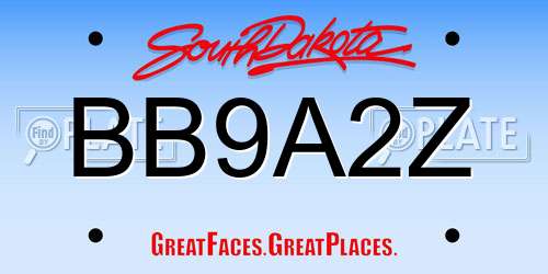 BB9A2Z South Dakota License Plate
