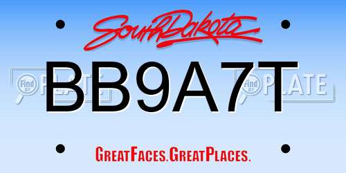 BB9A7T South Dakota License Plate