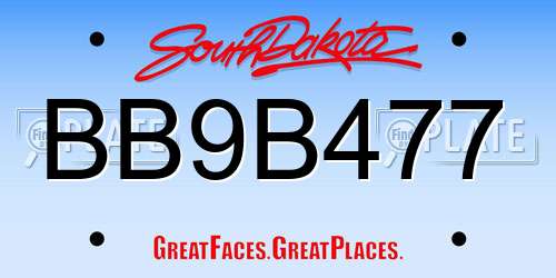 BB9B477 South Dakota License Plate