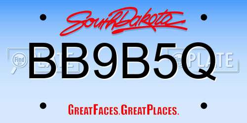 BB9B5Q South Dakota License Plate