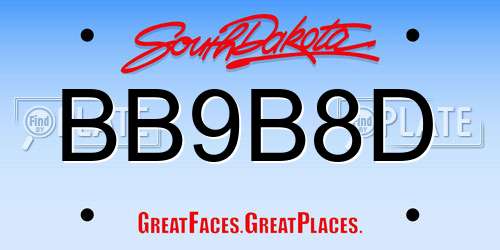 BB9B8D South Dakota License Plate