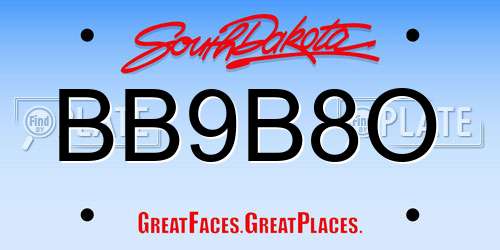 BB9B8O South Dakota License Plate