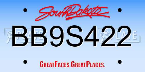 BB9S422 South Dakota License Plate