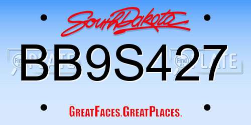 BB9S427 South Dakota License Plate