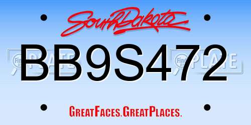 BB9S472 South Dakota License Plate