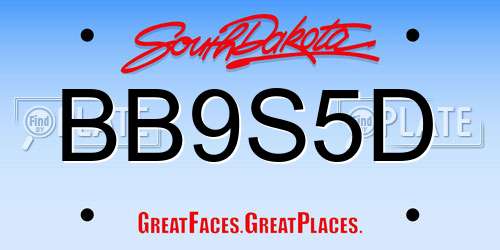 BB9S5D South Dakota License Plate