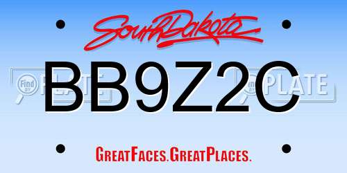 BB9Z2C South Dakota License Plate