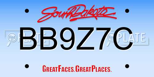 BB9Z7C South Dakota License Plate
