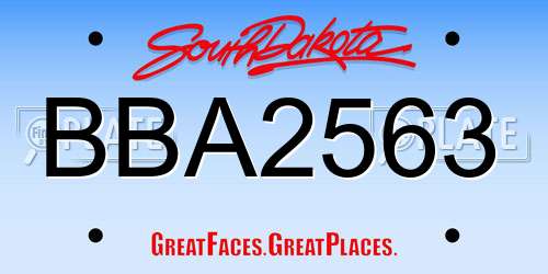 BBA2563 South Dakota License Plate