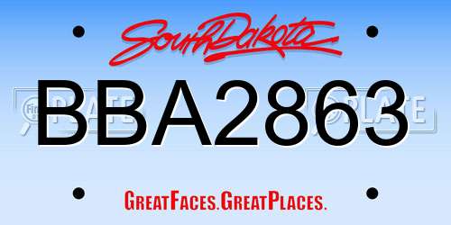BBA2863 South Dakota License Plate