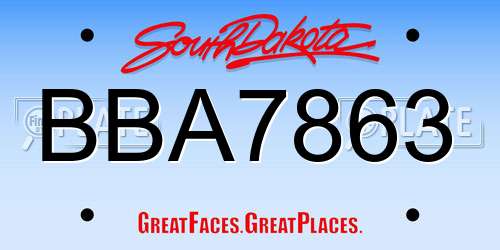BBA7863 South Dakota License Plate