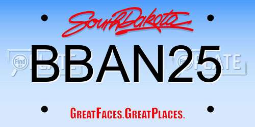 BBAN25 South Dakota License Plate