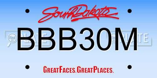 BBB30M South Dakota License Plate