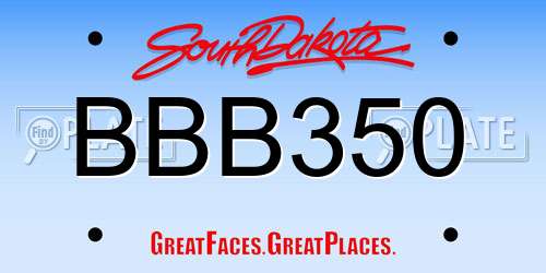 BBB350 South Dakota License Plate