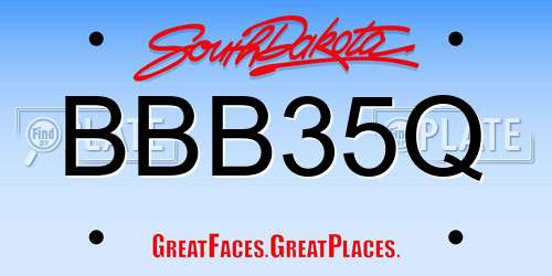 BBB35Q South Dakota License Plate