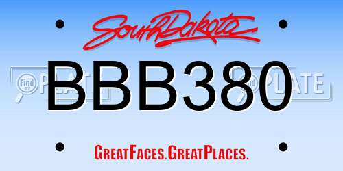 BBB380 South Dakota License Plate