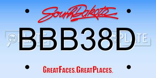 BBB38D South Dakota License Plate