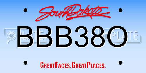 BBB38O South Dakota License Plate