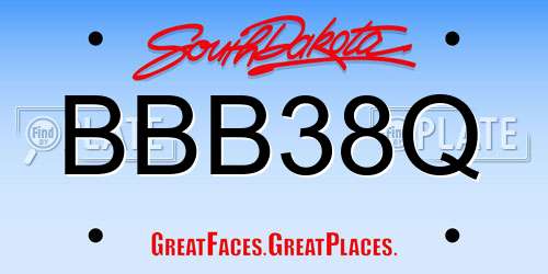 BBB38Q South Dakota License Plate