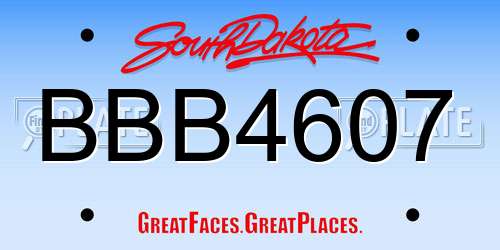 BBB4607 South Dakota License Plate