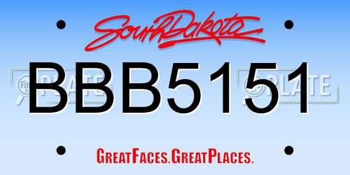 BBB5151 South Dakota License Plate