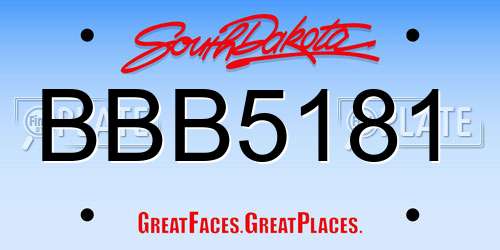BBB5181 South Dakota License Plate