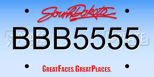 BBB5555 South Dakota License Plate