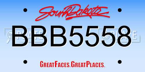 BBB5558 South Dakota License Plate